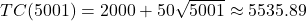 TC(5001) = 2000 + 50\sqrt {5001}  \approx 5535.89