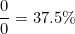 \[   \frac {0}{0} = 37.5 \% \]