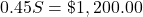0.45S=\char36 1,200.00