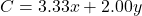 C = 3.33x + 2.00y