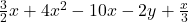 \frac{3}{2}x + 4{x^2} - 10x - 2y + \frac{x}{3}