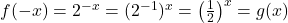 f( - x) = {2^{ - x}} = {({2^{ - 1}})^x} = {\left( {\frac{1}{2}} \right)^x} = g(x)