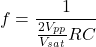 \[f = \frac{1}{\frac{2V_{pp}}{V_{sat}} RC} \]