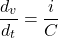 \[\frac{d_v}{d_t} = \frac{i}{C} \]