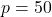 p = 50