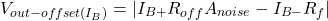\[V_{out -offset(I_B)} = | I_{B+} R_{off} A_{noise} - I_{B-} R_f | \]