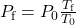 P_{\text{f}}=P_0\frac{T_{\text{f}}}{T_0}\\