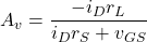 \[A_v = \frac{-i_D r_L}{i_D r_S+v_{GS}} \]