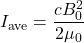 \displaystyle{I}_{\text{ave}}=\frac{cB_0^2}{2\mu_0}\\