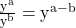 \frac{{{{\rm{y}}^{\rm{a}}}}}{{{{\rm{y}}^{\rm{b}}}}} = {{\rm{y}}^{{\rm{a}} - {\rm{b}}}}