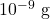 {\text{10}}^{-9}\text{ g}