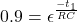 \[0.9 = \epsilon^{\frac{-t_1}{RC}} \]