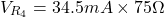 \[V_{R_4} = 34.5 mA \times 75 \Omega \]