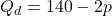 {Q_d} = 140 - 2p