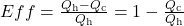 Eff=\frac{Q_{\text{h}}-Q_{\text{c}}}{Q_{\text{h}}}=1-\frac{Q_{\text{c}}}{Q_{\text{h}}}\\