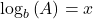 {\log _b}\left( A \right) = x