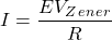 \[I=\frac{E − V_Z_e_n_e_r}{R}\]