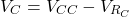 \[V_C = V_{CC}-V_{R_C} \]