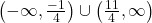 \left( { - \infty ,\frac{{ - 1}}{4}} \right) \cup \left( {\frac{{11}}{4},\infty } \right)