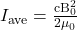 {I}_{\text{ave}}=\frac{{\text{cB}}_{0}^{2}}{{2\mu }_{0}}\\