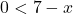 0<7-x