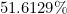 \[ 51. 6129 \% \]