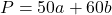 P = 50a + 60b