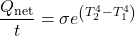 \displaystyle\frac{Q_{\text{net}}}{t}=\sigma{e}^\left(T^4_2-T^4_1\right)\\