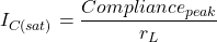\[I_{C(sat )} = \frac{Compliance_{peak}}{r_L} \]