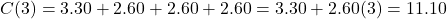 C(3) = 3.30 + 2.60 + 2.60 + 2.60 = 3.30 + 2.60(3) = 11.10