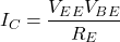 \[I_C = \frac{∣V_{EE}∣−V_{BE}}{R_E} \]