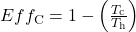 Eff_{\text{C}}=1-\left(\frac{T_{\text{c}}}{T_{\text{h}}}\right)\\