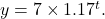 Rendered by QuickLaTeX.com y=7\times 1.17^t.