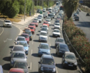 Traffic on a busy street