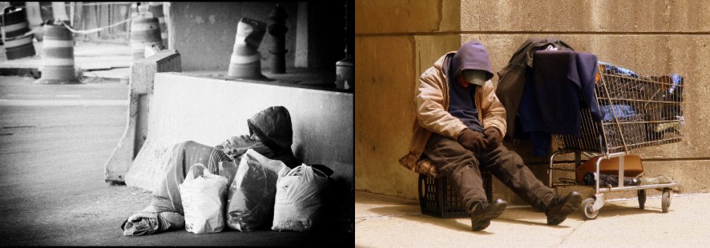 Homless people sleeping on the street