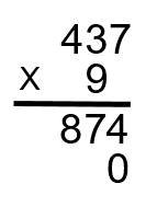 A 0 is placed in the ones column below the answer that came from steps 2 to 4.