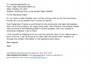 Example of a well written introductory email from Sean MacNeil