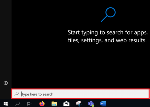 Search box in the Windows Start menu.