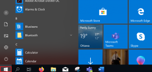 Menu when click Windows Start button.