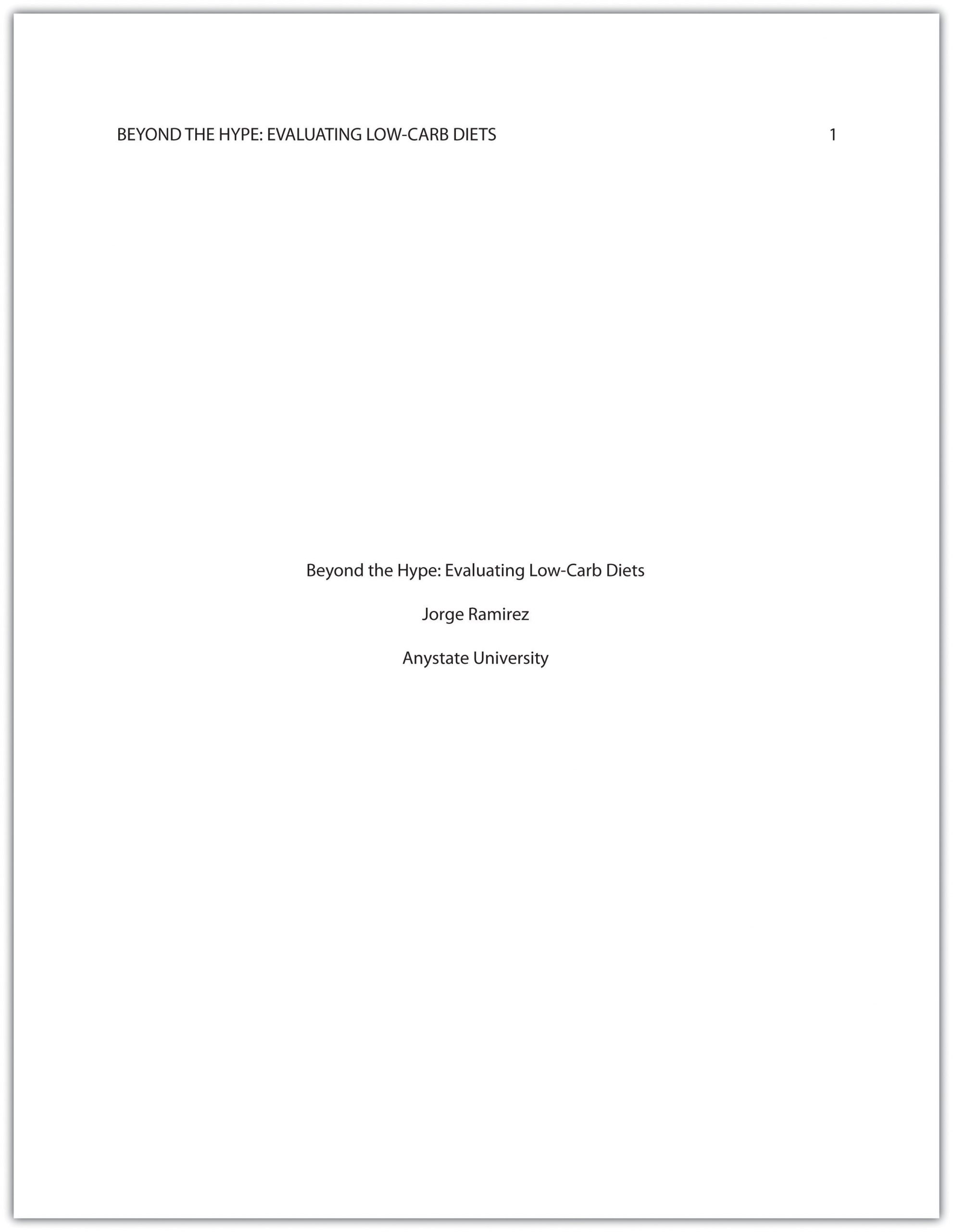 A Cover Page for the Paper: Beyohd the Hype: Evaluating Low-Carb Diets
