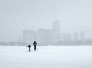 Two skiers.