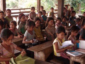 Children studying.