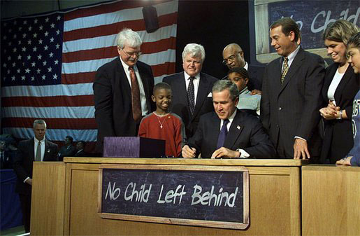 The No Child Left Behind Act was signed into effect in 2001.