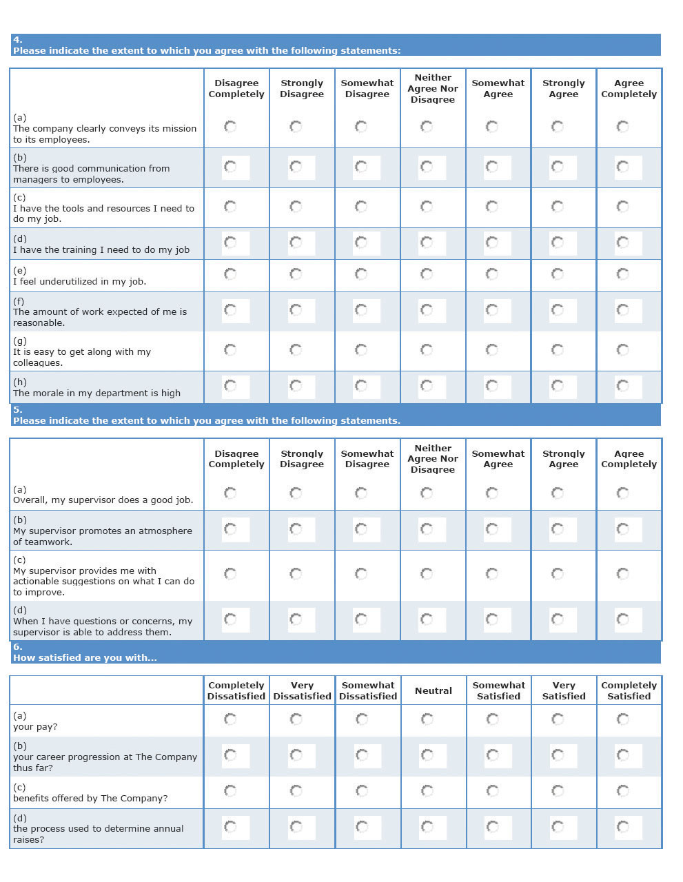 continued sample employee satisfaction survey