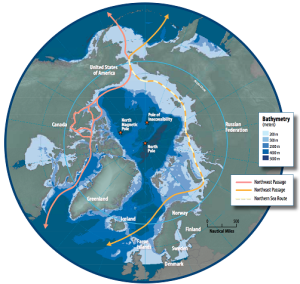 Map showing the northern passages for shipping