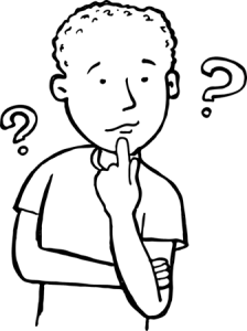 Man named Hanford. He has question marks around his head with confused expression.