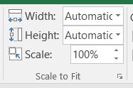 Scale to Fit options Width, Height, and Scale.