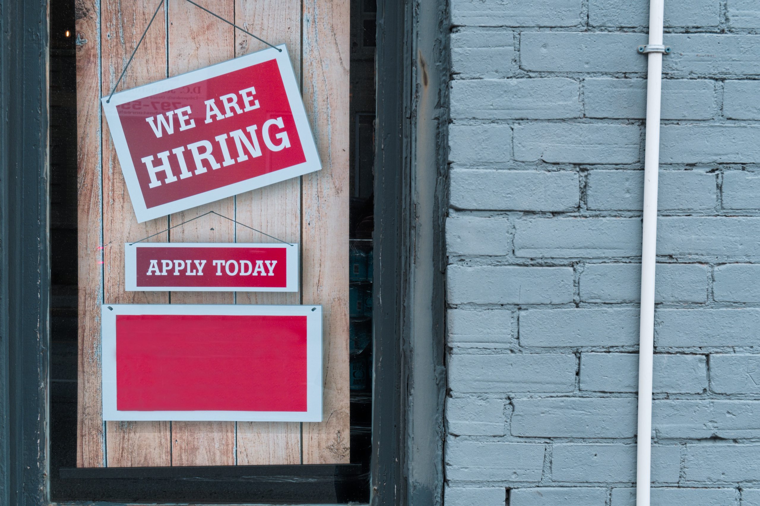 We are hiring - apply today sign