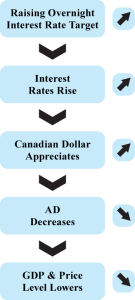 Shows effect of raising overnight interest rate, as described in surrounding text