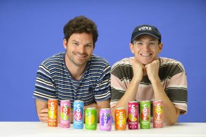Co-founders John and Ryan MacLellan with Cove Soda Cans.